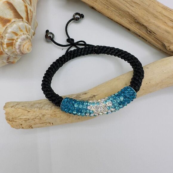 Pave Set Crystal Disco Bangle Ajustable Bracelet - Picture 2 of 3